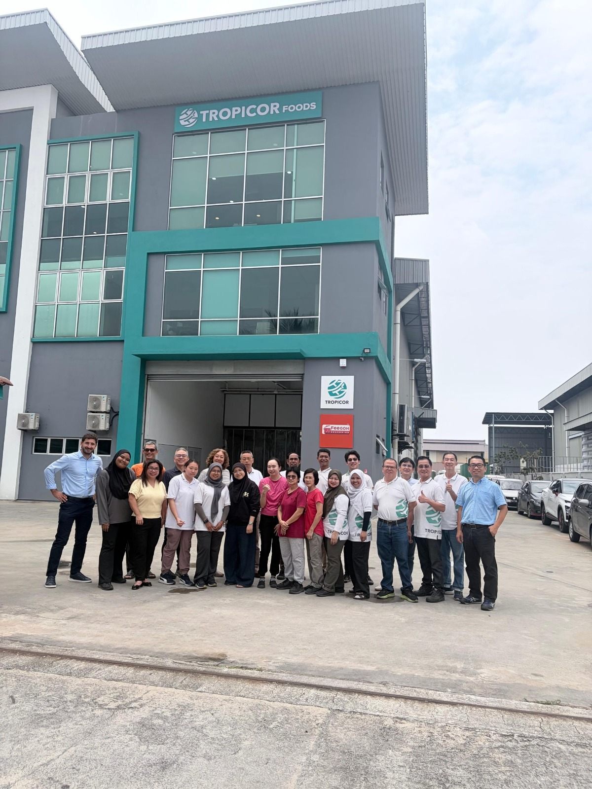 The Tropicor Foods team outside the factory in Klang